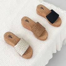 코르크 일자 웨지 통굽 슬리퍼(6cm) [G785]