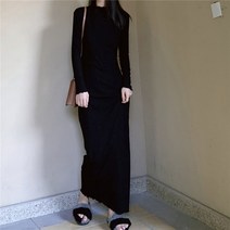 미디 목폴라 원피스 하객룩 트임 롱 캐시미어 레이어드 폴라 박스핏 미니
