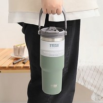 샵앤라 빨대 스텐 텀블러 750ml 대용량 대형 손잡이 차량용 운동, 블랙
