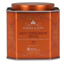 30 Count (Pack of 1) Harney Sons Hot Cinnamon Spice Tea Tin - Black Tea with Orange Sweet Clove -, 1팩