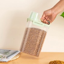 미우프 강아지 고양이 진공 사료통 2.5L 사료 소분 보관통, 베이지