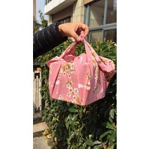 3단 사각 찬합 피크닉 스타일 사쿠라 소풍 스시 초밥 회 도시락 보자기 포함 일본, R.보자기만