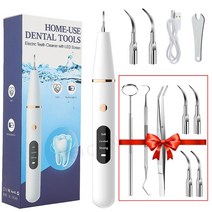 울트라 소닉 치아 스케일러 얼룩 제거기 전기 음파 플라크 클리너 돌, 03 White Kit add 4 tips