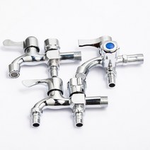 세탁기 양갈래 수도꼭지 2구 욕실 두갈래 사이드레버, 1개