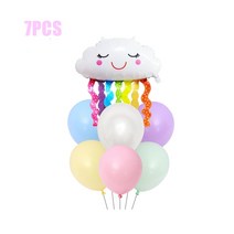 생일장식 여아 레인보우 생일 파티 장식 일회용 식기 종이 접시 컵 냅킨 풍선 용품, [33] 7pcs b