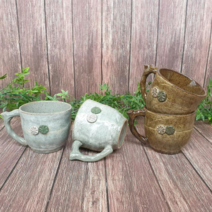 여주 도자기 컵 예쁜 머그컵 물컵 홈 카페 커플컵 머그잔 커피잔, 꽃잎그레이