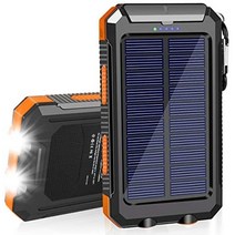 LED태양광정원등 태양열 충전기 20000mah 태양열 발전 은행 방수 휴대용 충전기, 주황색