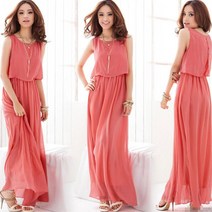 30대 바캉스룩 투피스형 쉬폰 롱원피스 캐주얼원피스 커플여행