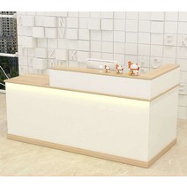 카운터 테이블 데스크 미용실 인포 리셉션 카페 꽃집, 화이트 인조대리석 블랙 140x60x100cm
