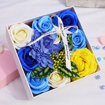 초등학생 졸업식 꽃다발 어린이집 학사모 발렌타인 데이 선물 DIY 비누 꽃 장미 상자 꽃다발 홈 축제 잎 인, 04 Rose box blue