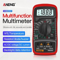 계측기 aneng an8205c 디지털 멀티미터 acdc 전류계 volt ohm tester meter multimetro with thermocouple lcd 백라이트 휴대, an8205c 오렌지