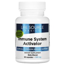 Life Source Basics(WGP 베타 글루칸) 면역 시스템 활성화제 500 mg 60 캡슐