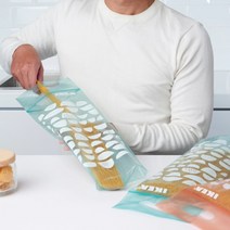 재활용소재 손잡이지퍼백 빵 생선 면 보관 비닐팩 20개, 오렌지핑크블루 20매