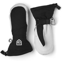 Hestra 여성용 매우 따뜻한 스키 장갑 헬리 가죽 겨울 추운 날씨 파우더 그레이 오프 화이트 6, Black/Off White