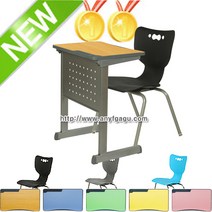 HS하이어락키브레인타공5 학원 책걸상세트 학생용책상 학교 학습용 교육 의자 공부방 강의실 수강용 1인용 교실, 그레이, 청색