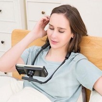 목에거는 핸드폰 스마트폰 침대용 휴대폰 침대 목걸이형 자바라 거치대, 보급형 목거치대_화이트