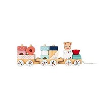 Janod J09506 Sophie la Girafe Wooden Pull Along Toy 14 Blocks for Children Aged 1 Year Multi-Colo