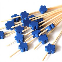 대나무 컬러 과일꽂이 꼬지100P l 햄버거 샌드위치, 8. 진파랑꽃, 1봉지약100P