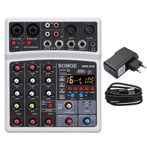 4 채널 오디오 사운드 믹서 믹싱 DJ 콘솔 USB 48V 팬텀 파워 16 DSP 효과, 02 WHITE-EU PLUG_03 스페인