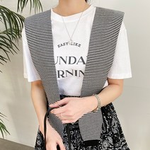 아모르데이 여성용 케리케이프 단가라 스트라이프 레이어드 니트 페이크 숄 가디건 케이프