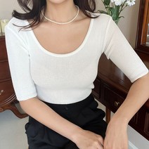 커밍투유 여름 유넥 골지 반팔 니트