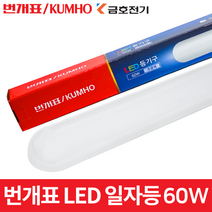 번개표 LED 일자등 60w 형광등 등기구 방등 주방등, 1개