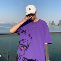 Sorfil 나루토 티셔츠 핫팩 반팔남 인스 패션 커플 5부 슬렉스
