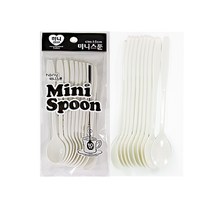 하니 미니스푼 15cm X 10p 흰색 다회용 일회용, 1개