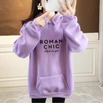 스타일아유 여성 캐주얼티셔츠 겨울 기모 후드 맨투맨 ROMAN CHIC 레터링 오버핏 긴팔티 티셔츠 루즈핏 맨투맨 후드티 11컬러 [노마진]