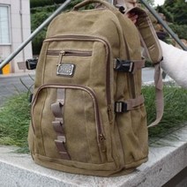 캠핑 하이킹 필수 남성과 여성을위한 빈티지 캔버스 배낭 여행 가방 캐주얼 학생 하이킹 캠핑 50 리터 Moc, 03 카키색