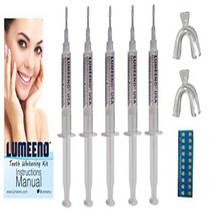 Lumeeno Teeth Whitening Kit 5 Large 44% Carbamide Peroxide Gels + 2 DIY Mouth Trays Shade Guide 25 T, 1