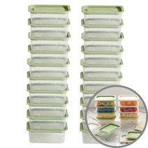 냉동밥보관용기 400ml x 20개 직사각 전자렌지용기 환경호르몬없는 비스프리(BPA FREE) 냉동실 정리 트레이 밥소분용기 전자레인지용 밥그릇 밀폐 반찬통 밥팩 냉장고정리, 그린쿡400ml 그린 20개, 1개