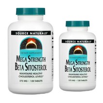 소스네츄럴 메가 스트렝스 베타 시토스테롤 375mg 120정 식물성 피토스테롤 캄페스테롤, 1개
