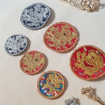 인형 한복 와팬 용보 자수 패치 미니 용보 미니어쳐 자수 패치, 감색은사, 3cm