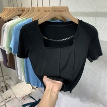 [HEIPANG] 여자 여름 슬림 반팔 티셔츠