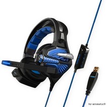 조카선물 고품질 빠른소통 게이밍 헤드셋 PC방 자취생필수품 여친선물, 쿨블루