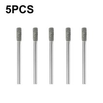 연마공구골드 다이아몬드 코팅 원통형 버 4mm 전기 톱 숫돌 체인 연마 조각 연삭 도구 실버 핑크, [03] 5pcs 45x4mm Silver