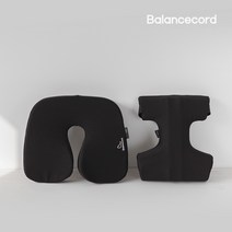 [SET] 발란스코드 방석 + 허리 쿠션D, 블랙, 레드