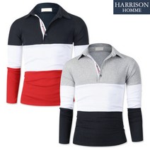 해리슨옴므 [해리슨] 3단 배색 긴팔 카라티 MDL1304