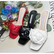 [코지] 여자 여름 꽃모양 해안 휴가 빠지 뮬 슬리퍼