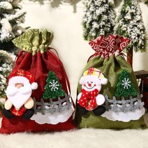 크리스마스 산타 보따리 주머니 선물 포장 부직포 트리 홈파티 장식 자루 인형 오너먼트, 레드