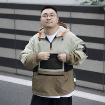 남자상체비만코디 가을 반집업 후드 아노락 자켓 뚱남코디 살찐 키큰사람