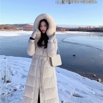 Meng오프 시즌 정품 자켓 무릎 슈퍼 긴 두꺼운 허리 꽉 판매 통관 화이트 여성 겨울 새 코트