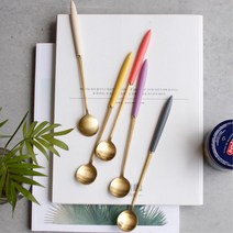 원룸 홈카페 아이스라떼용 롱티스푼 커피전문점용, 1개, 크림