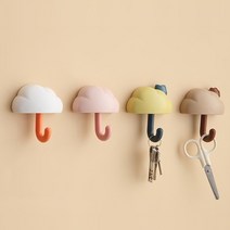3SET 다용도 구름우산 벽걸이 후크 현관문 열쇠 마스크 모자 접착식 고리, 3P_베이지브라운, 3개