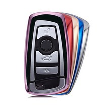 [3G MALL] BMW 7 5 4 시리즈 우레탄 스마트키 케이스 커버 홀더, 샤르망 가죽 키링 - 블루