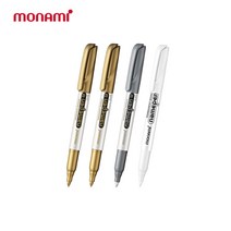 모나미 굵은글씨용 네임펜 M 금색 은색 흰색 혼합 4P 세트, 2세트, 금색2+은색1+흰색1