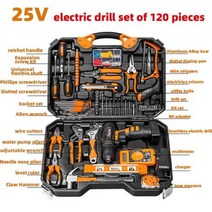 가정용 공구세트 전체 도구 세트 키트 전문 손 상자 일반 가정용 작업 수리 유지 보수 금속 목공 bx, 25V drill