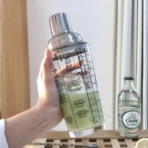 눈금 스케일 유리컵 가졍용 칵테일쉐이커 세트, 칵테일쉐이커400ml(빨대)