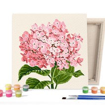 아이러브페인팅 DIY캔버스형 그림그리기 25x25cm 핑크수국, 단품
